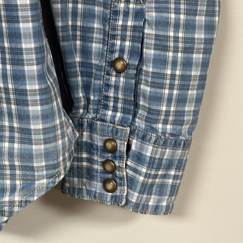 GAP Blue Plaid Men’s Western Shirt, snaps, SML, great condition - Picture 5 of 7
